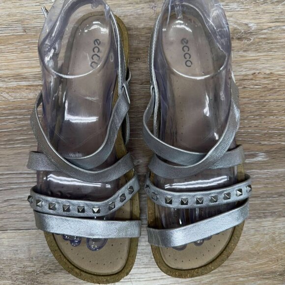 Ecco Silver Strappy Sandals - Picture 2 of 5